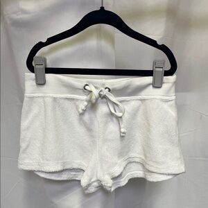 Lucy girls White Terry Shorts drawstring waist medium (10-12)
